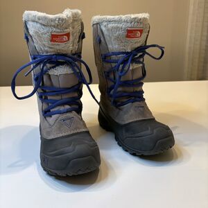 North Face Girl's Gray Leather Suede Heat Seeker Waterproof‎ Snow Boots Size 3